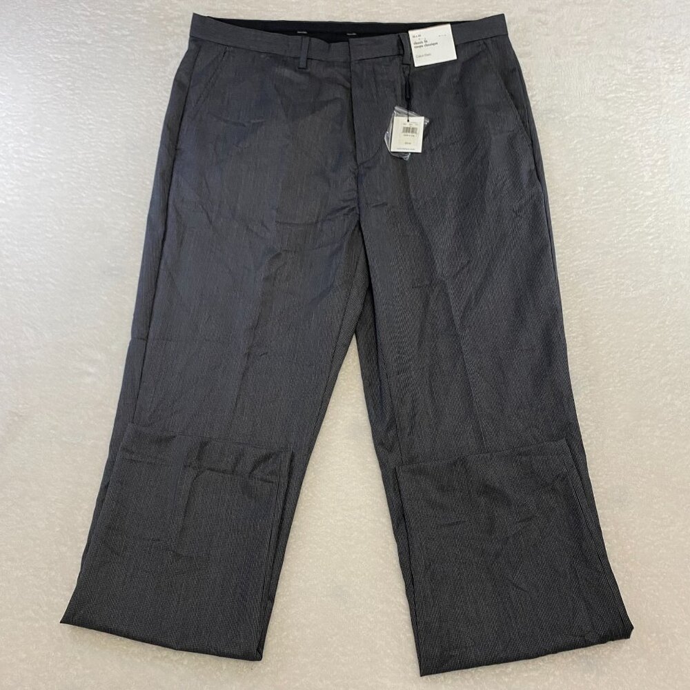 70$ MSRP NWT CALVIN KLEIN Classic Fit Gray Houndstooth Dress Pants Men's 38x34